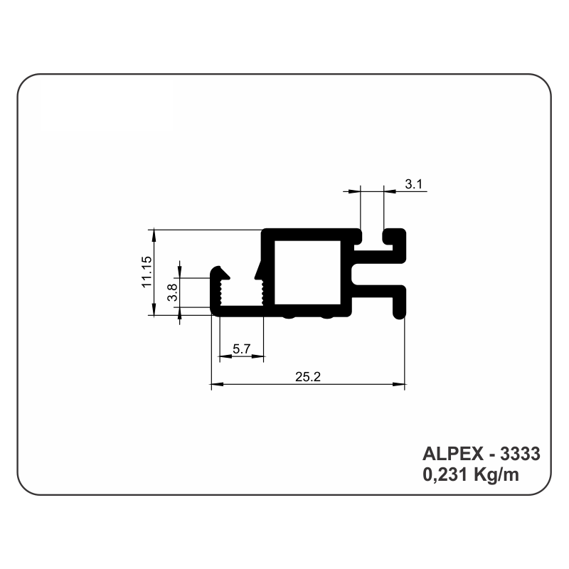 Esquadria para Tela Mosquiteira 3333
